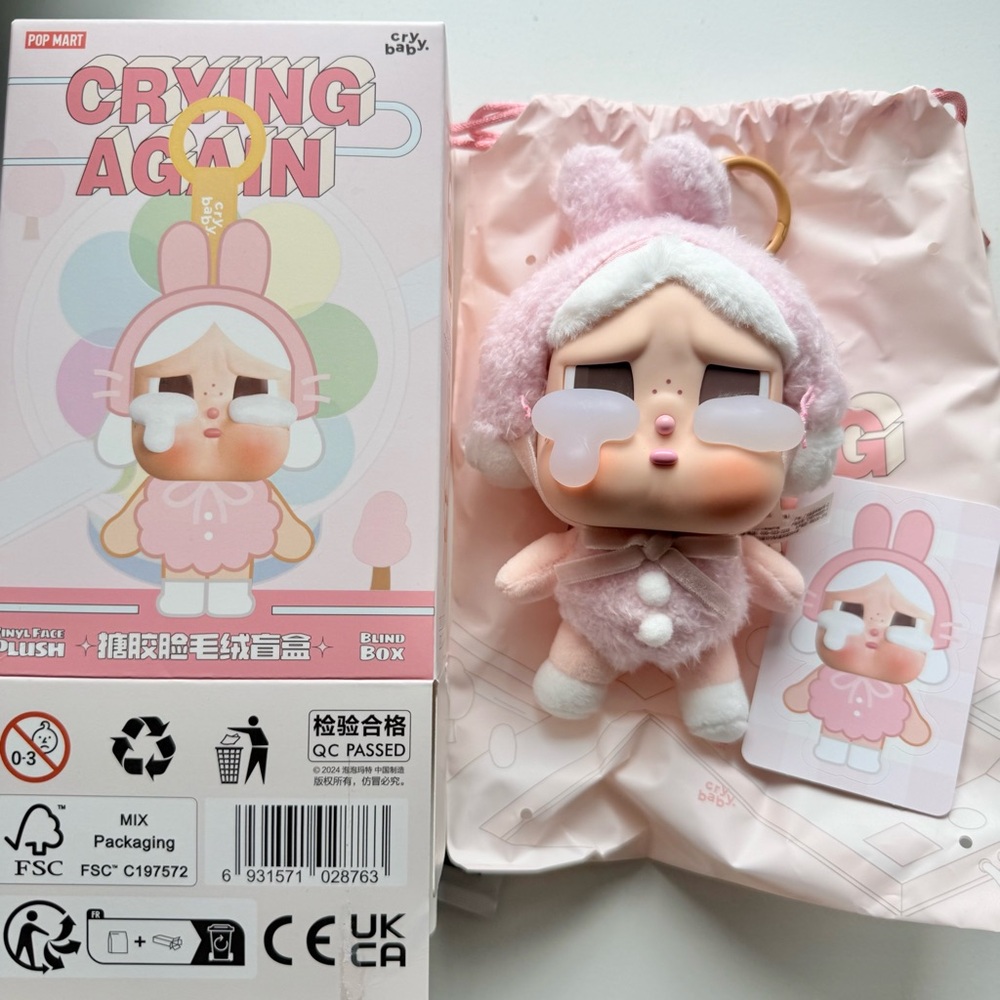 OPEN BOX Pop Mart Crybaby Crying Again I’ll Give You All My Love Plush Bunny - Picture 2 of 9